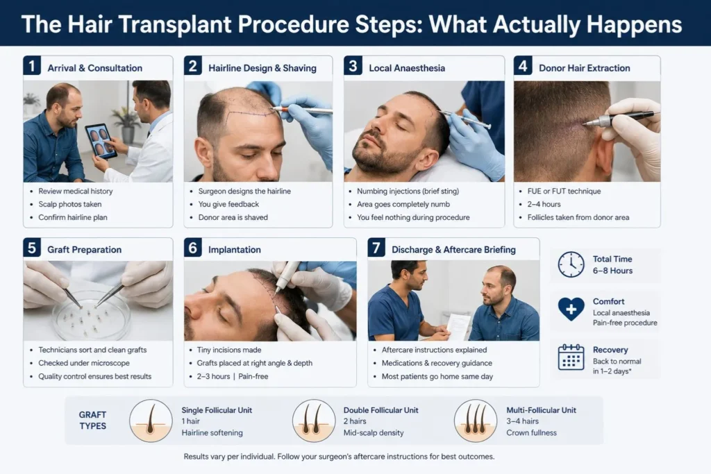 The Hair Transplant Procedure Steps